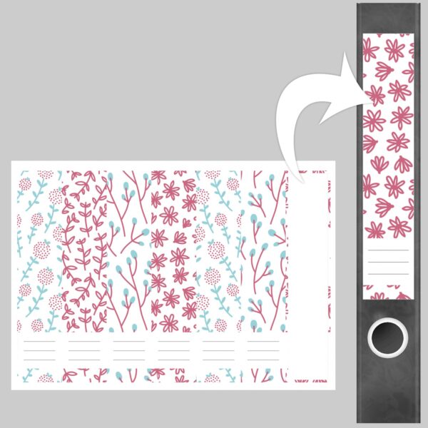 Etiketten für Ordner | Deko 8 Muster Mix | 7 Aufkleber für schmale Ordnerrücken | Selbstklebende Design Ordneretiketten Rückenschilder