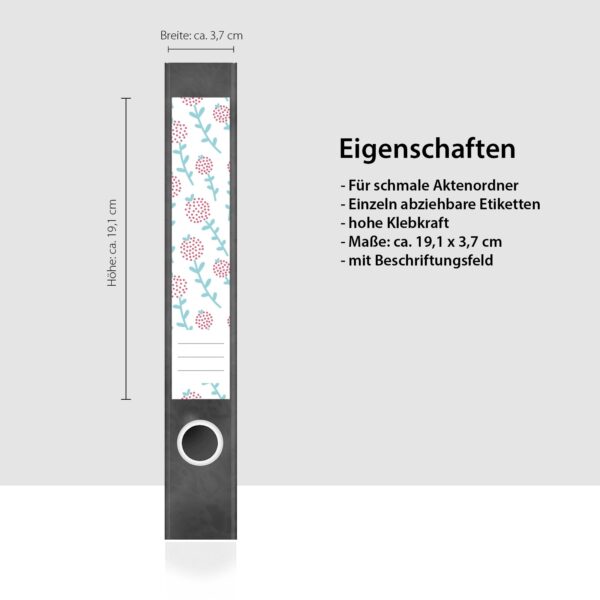 Etiketten für Ordner | Deko 8 Muster Mix | 7 Aufkleber für schmale Ordnerrücken | Selbstklebende Design Ordneretiketten Rückenschilder