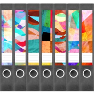 Etiketten für Ordner | Deko 9 Muster Mix | 7 Aufkleber für schmale Ordnerrücken | Selbstklebende Design Ordneretiketten Rückenschilder