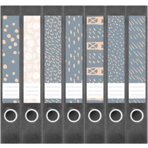 Etiketten für Ordner | Deko 11 Muster Mix | 7 Aufkleber für schmale Ordnerrücken | Selbstklebende Design Ordneretiketten Rückenschilder