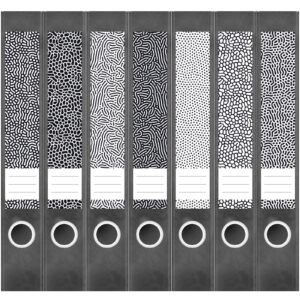 Etiketten für Ordner | Deko 13 Muster Mix | 7 Aufkleber für schmale Ordnerrücken | Selbstklebende Design Ordneretiketten Rückenschilder