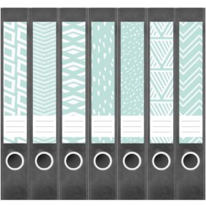 Etiketten für Ordner | Deko 14 Muster Mix | 7 Aufkleber für schmale Ordnerrücken | Selbstklebende Design Ordneretiketten Rückenschilder