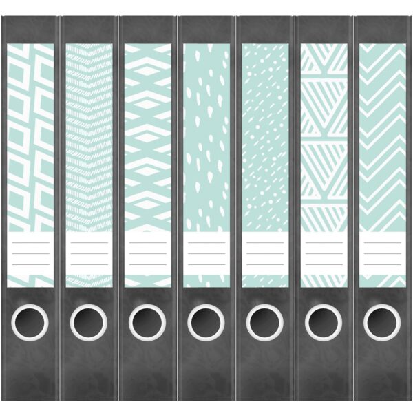 Etiketten für Ordner | Deko 14 Muster Mix | 7 Aufkleber für schmale Ordnerrücken | Selbstklebende Design Ordneretiketten Rückenschilder