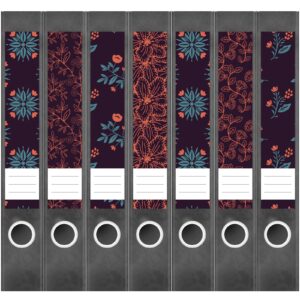 Etiketten für Ordner | Deko 16 Muster Mix | 7 Aufkleber für schmale Ordnerrücken | Selbstklebende Design Ordneretiketten Rückenschilder