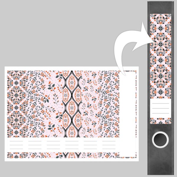Etiketten für Ordner | Deko 17 Muster Mix | 7 Aufkleber für schmale Ordnerrücken | Selbstklebende Design Ordneretiketten Rückenschilder