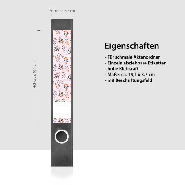 Etiketten für Ordner | Deko 17 Muster Mix | 7 Aufkleber für schmale Ordnerrücken | Selbstklebende Design Ordneretiketten Rückenschilder