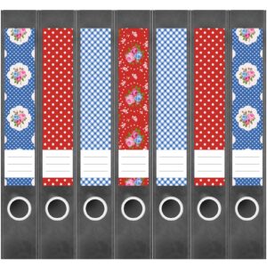 Etiketten für Ordner | Deko 18 Muster Mix | 7 Aufkleber für schmale Ordnerrücken | Selbstklebende Design Ordneretiketten Rückenschilder