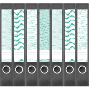 Etiketten für Ordner | Deko 19 Muster Mix | 7 Aufkleber für schmale Ordnerrücken | Selbstklebende Design Ordneretiketten Rückenschilder
