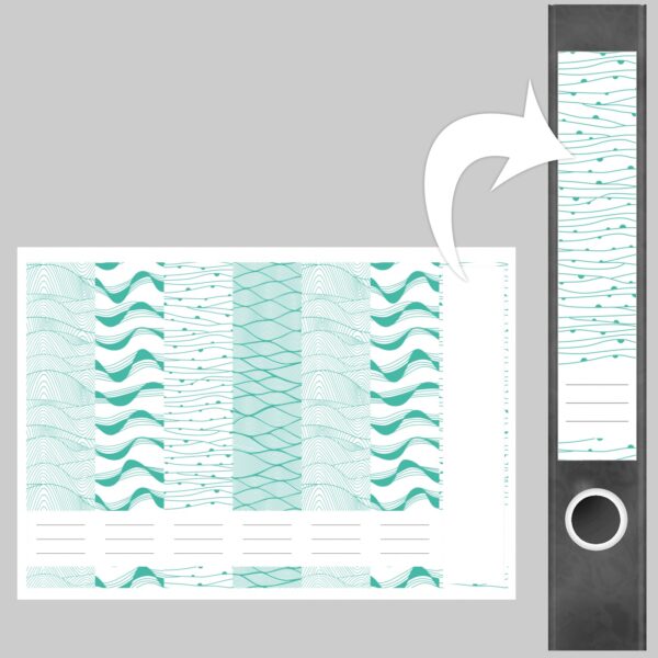 Etiketten für Ordner | Deko 19 Muster Mix | 7 Aufkleber für schmale Ordnerrücken | Selbstklebende Design Ordneretiketten Rückenschilder