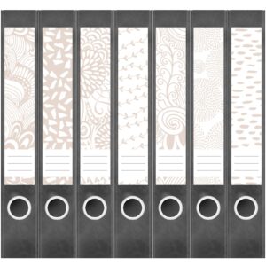 Etiketten für Ordner | Deko 21 Muster Mix | 7 Aufkleber für schmale Ordnerrücken | Selbstklebende Design Ordneretiketten Rückenschilder