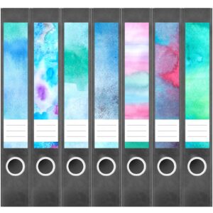 Etiketten für Ordner | Deko 28 Muster Mix | 7 Aufkleber für schmale Ordnerrücken | Selbstklebende Design Ordneretiketten Rückenschilder