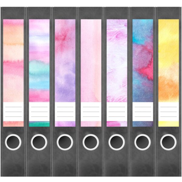 Etiketten für Ordner | Deko 29 Muster Mix | 7 Aufkleber für schmale Ordnerrücken | Selbstklebende Design Ordneretiketten Rückenschilder