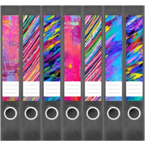 Etiketten für Ordner | Kunst Mix 1 | 7 Aufkleber für schmale Ordnerrücken | Selbstklebende Design Ordneretiketten Rückenschilder