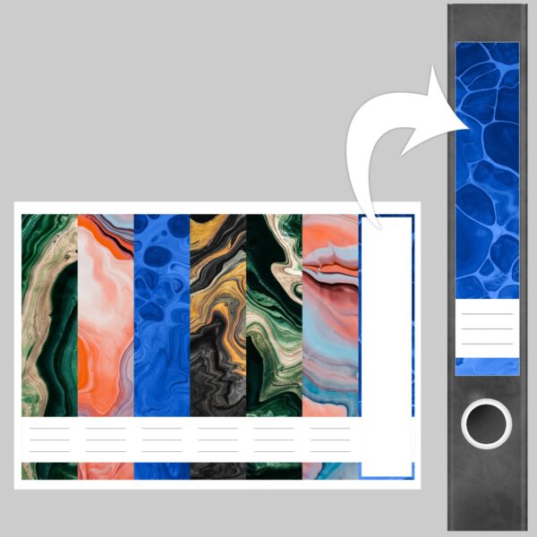 Etiketten für Ordner | Kunst Mix 1 | 7 Aufkleber für schmale Ordnerrücken | Selbstklebende Design Ordneretiketten Rückenschilder