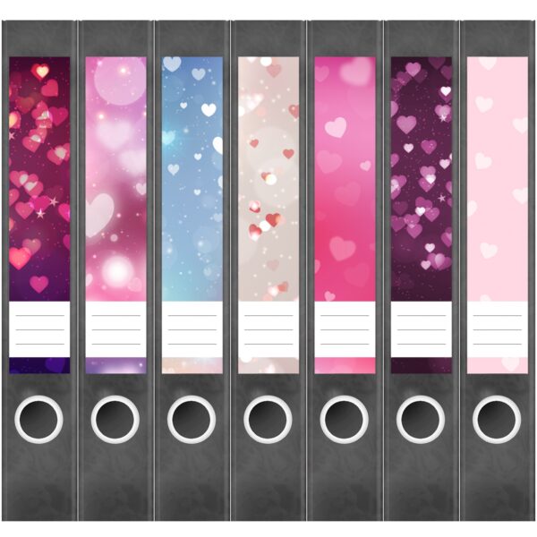 Etiketten für Ordner | Muster Mix Set 1 Rosa | 7 Aufkleber für schmale Ordnerrücken | Selbstklebende Design Ordneretiketten Rückenschilder