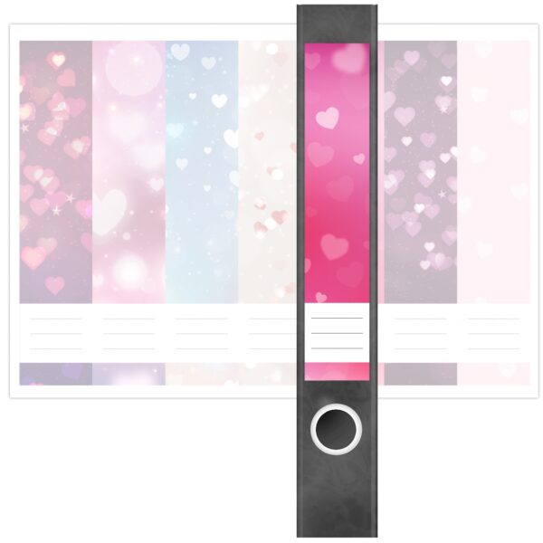 Etiketten für Ordner | Muster Mix Set 1 Rosa | 7 Aufkleber für schmale Ordnerrücken | Selbstklebende Design Ordneretiketten Rückenschilder