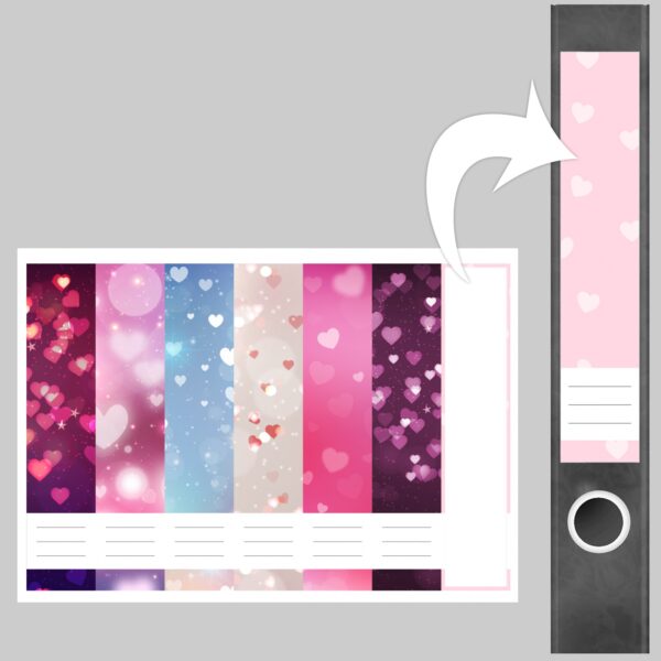 Etiketten für Ordner | Muster Mix Set 1 Rosa | 7 Aufkleber für schmale Ordnerrücken | Selbstklebende Design Ordneretiketten Rückenschilder