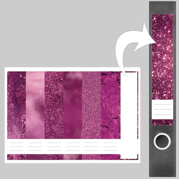 Etiketten für Ordner | Muster Mix Set 3 Rosa | 7 Aufkleber für schmale Ordnerrücken | Selbstklebende Design Ordneretiketten Rückenschilder