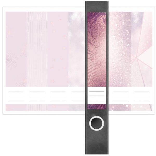 Etiketten für Ordner | Muster Mix Set 4 Rosa | 7 Aufkleber für schmale Ordnerrücken | Selbstklebende Design Ordneretiketten Rückenschilder