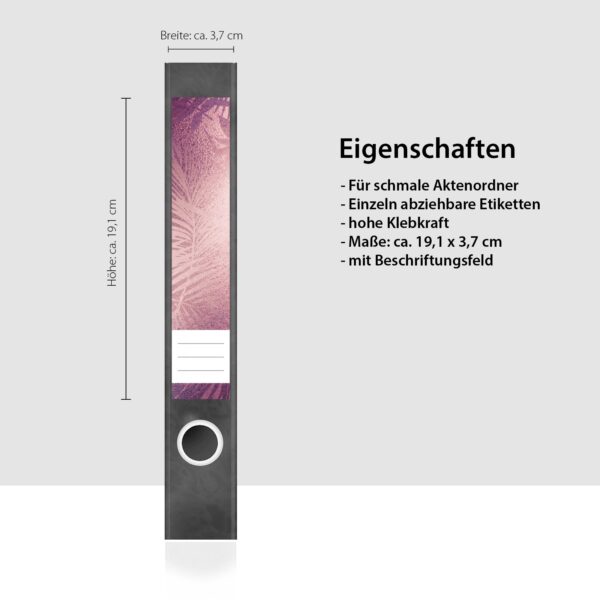 Etiketten für Ordner | Muster Mix Set 4 Rosa | 7 Aufkleber für schmale Ordnerrücken | Selbstklebende Design Ordneretiketten Rückenschilder