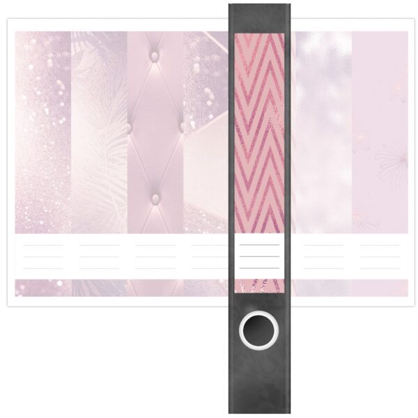Etiketten für Ordner | Muster Mix Set 5 Rosa | 7 Aufkleber für schmale Ordnerrücken | Selbstklebende Design Ordneretiketten Rückenschilder