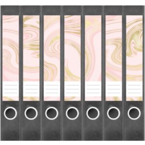Etiketten für Ordner | Muster Mix Set 6 Rosa | 7 Aufkleber für schmale Ordnerrücken | Selbstklebende Design Ordneretiketten Rückenschilder