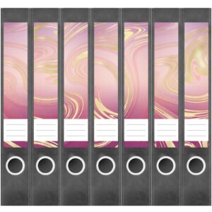 Etiketten für Ordner | Muster Mix Set 7 Rosa | 7 Aufkleber für schmale Ordnerrücken | Selbstklebende Design Ordneretiketten Rückenschilder