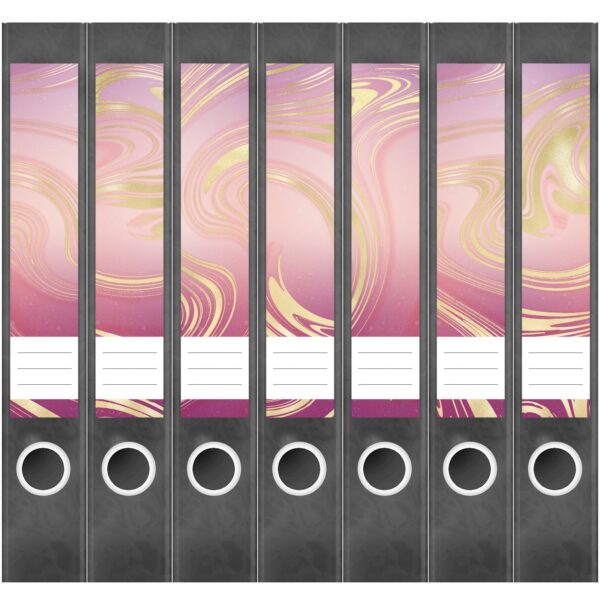 Etiketten für Ordner | Muster Mix Set 7 Rosa | 7 Aufkleber für schmale Ordnerrücken | Selbstklebende Design Ordneretiketten Rückenschilder