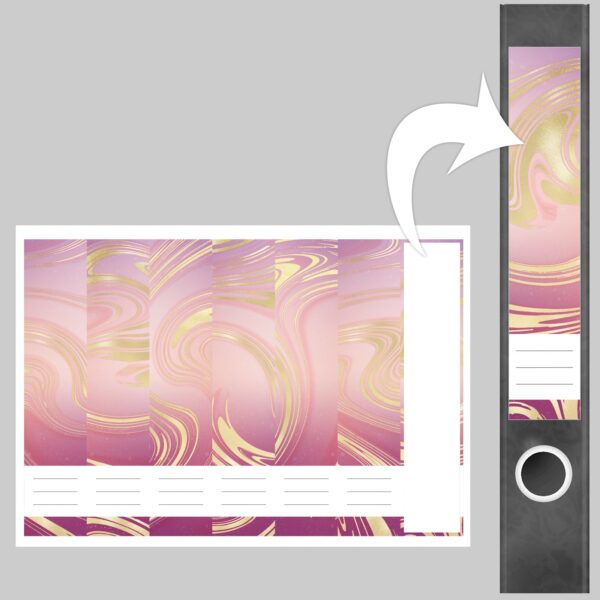 Etiketten für Ordner | Muster Mix Set 7 Rosa | 7 Aufkleber für schmale Ordnerrücken | Selbstklebende Design Ordneretiketten Rückenschilder