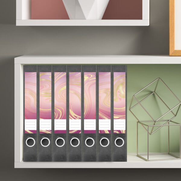 Etiketten für Ordner | Muster Mix Set 7 Rosa | 7 Aufkleber für schmale Ordnerrücken | Selbstklebende Design Ordneretiketten Rückenschilder