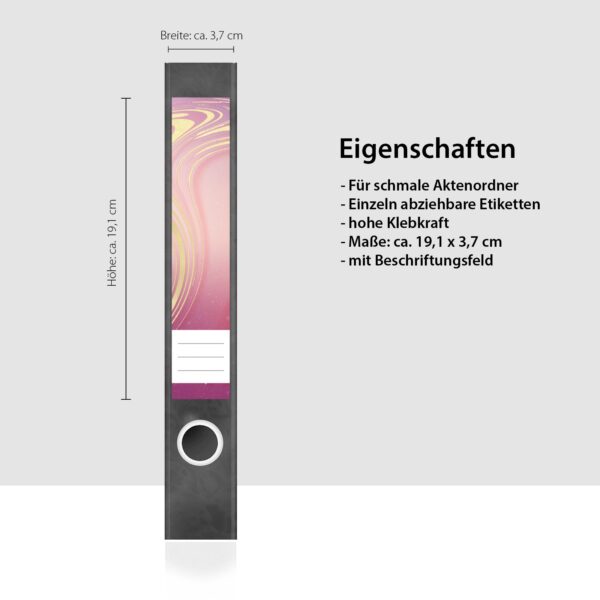 Etiketten für Ordner | Muster Mix Set 7 Rosa | 7 Aufkleber für schmale Ordnerrücken | Selbstklebende Design Ordneretiketten Rückenschilder