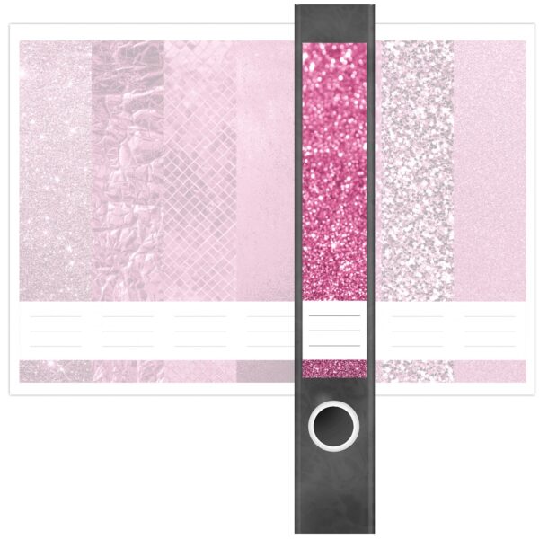 Etiketten für Ordner | Muster Mix Set 8 Rosa | 7 Aufkleber für schmale Ordnerrücken | Selbstklebende Design Ordneretiketten Rückenschilder