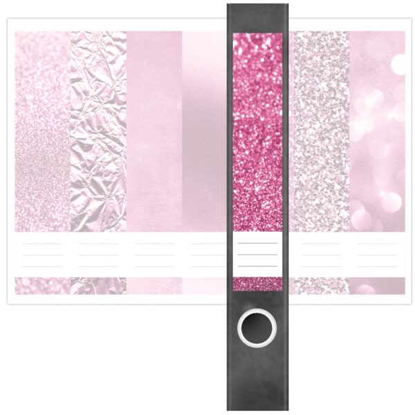 Etiketten für Ordner | Muster Mix Set 9 Rosa | 7 Aufkleber für schmale Ordnerrücken | Selbstklebende Design Ordneretiketten Rückenschilder