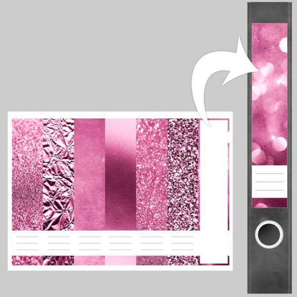 Etiketten für Ordner | Muster Mix Set 9 Rosa | 7 Aufkleber für schmale Ordnerrücken | Selbstklebende Design Ordneretiketten Rückenschilder