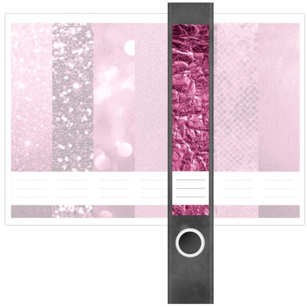 Etiketten für Ordner | Muster Mix Set 10 Rosa | 7 Aufkleber für schmale Ordnerrücken | Selbstklebende Design Ordneretiketten Rückenschilder