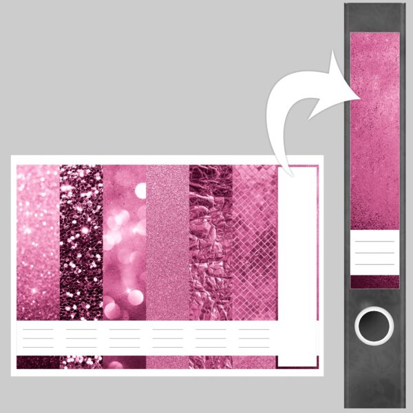 Etiketten für Ordner | Muster Mix Set 10 Rosa | 7 Aufkleber für schmale Ordnerrücken | Selbstklebende Design Ordneretiketten Rückenschilder