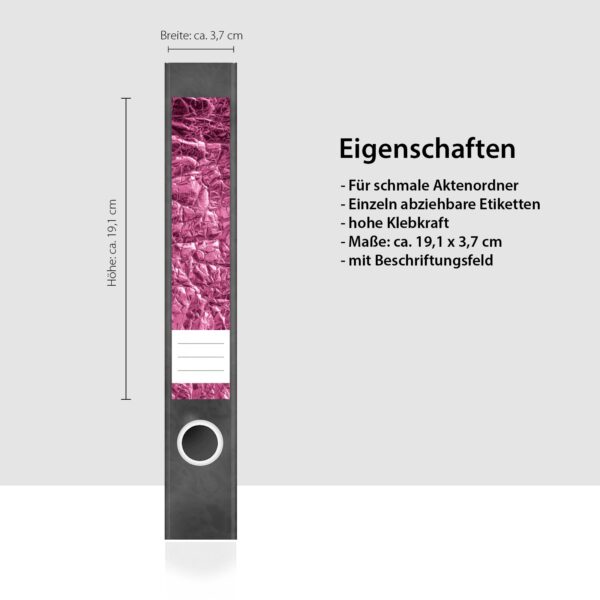 Etiketten für Ordner | Muster Mix Set 10 Rosa | 7 Aufkleber für schmale Ordnerrücken | Selbstklebende Design Ordneretiketten Rückenschilder