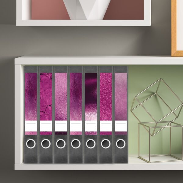 Etiketten für Ordner | Muster Mix Set 11 Rosa | 7 Aufkleber für schmale Ordnerrücken | Selbstklebende Design Ordneretiketten Rückenschilder
