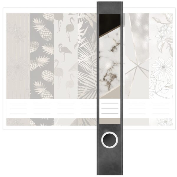 Etiketten für Ordner | Muster Mix 2 Bronze Look | 7 Aufkleber für schmale Ordnerrücken | Selbstklebende Design Ordneretiketten Rückenschilder