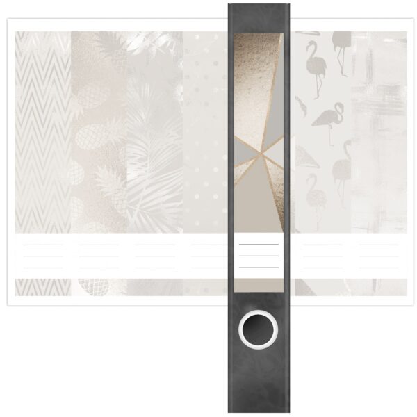 Etiketten für Ordner | Muster Mix 3 Bronze Look | 7 Aufkleber für schmale Ordnerrücken | Selbstklebende Design Ordneretiketten Rückenschilder