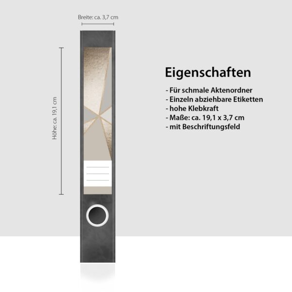 Etiketten für Ordner | Muster Mix 3 Bronze Look | 7 Aufkleber für schmale Ordnerrücken | Selbstklebende Design Ordneretiketten Rückenschilder