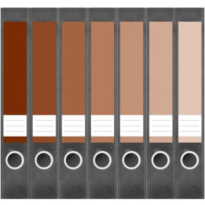 Etiketten für Ordner | Farben Mix Braun | 7 Aufkleber für schmale Ordnerrücken | Selbstklebende Design Ordneretiketten Rückenschilder