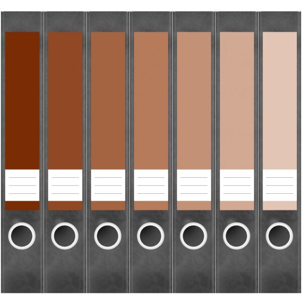 Etiketten für Ordner | Farben Mix Braun | 7 Aufkleber für schmale Ordnerrücken | Selbstklebende Design Ordneretiketten Rückenschilder