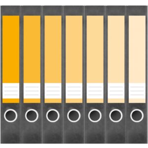 Etiketten für Ordner | Farben Mix Gelb | 7 Aufkleber für schmale Ordnerrücken | Selbstklebende Design Ordneretiketten Rückenschilder