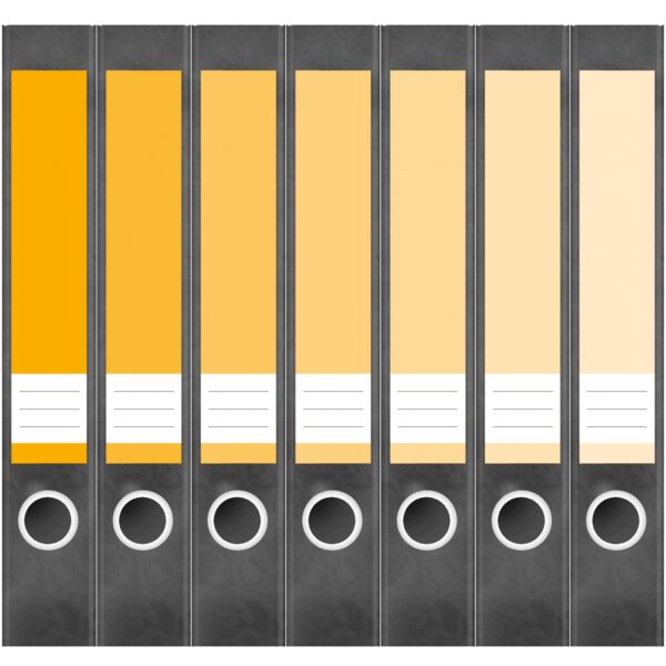 Etiketten für Ordner | Farben Mix Gelb | 7 Aufkleber für schmale Ordnerrücken | Selbstklebende Design Ordneretiketten Rückenschilder