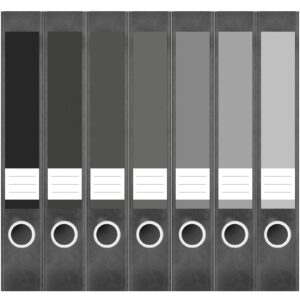 Etiketten für Ordner | Farben Mix Grau | 7 Aufkleber für schmale Ordnerrücken | Selbstklebende Design Ordneretiketten Rückenschilder