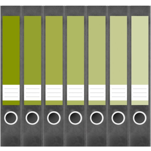 Etiketten für Ordner | Farben Mix Grün | 7 Aufkleber für schmale Ordnerrücken | Selbstklebende Design Ordneretiketten Rückenschilder