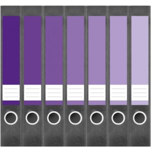 Etiketten für Ordner | Farben Mix LIla | 7 Aufkleber für schmale Ordnerrücken | Selbstklebende Design Ordneretiketten Rückenschilder