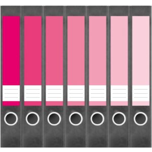 Etiketten für Ordner | Farben Mix Rosa | 7 Aufkleber für schmale Ordnerrücken | Selbstklebende Design Ordneretiketten Rückenschilder