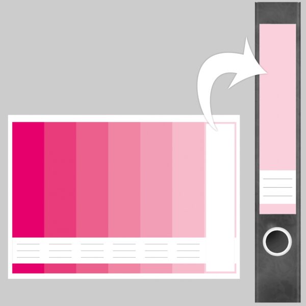 Etiketten für Ordner | Farben Mix Rosa | 7 Aufkleber für schmale Ordnerrücken | Selbstklebende Design Ordneretiketten Rückenschilder
